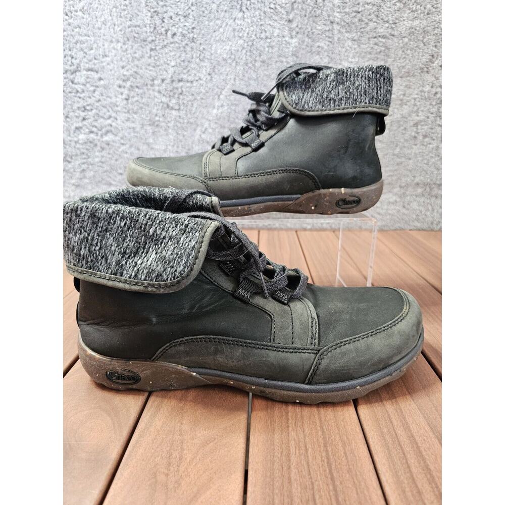 Chaco Barbary Chukka Hiking Boots Gray Leather Wool Fold Down Lace‎ Up 9 Womens